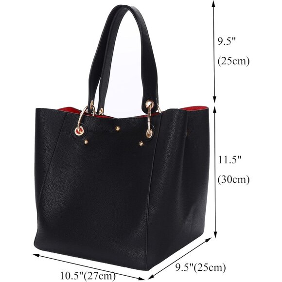 ⚡ Women's Dark Green Large Leather Big Bucket Crossbody Travel Tote Bag - Picture 3 of 7